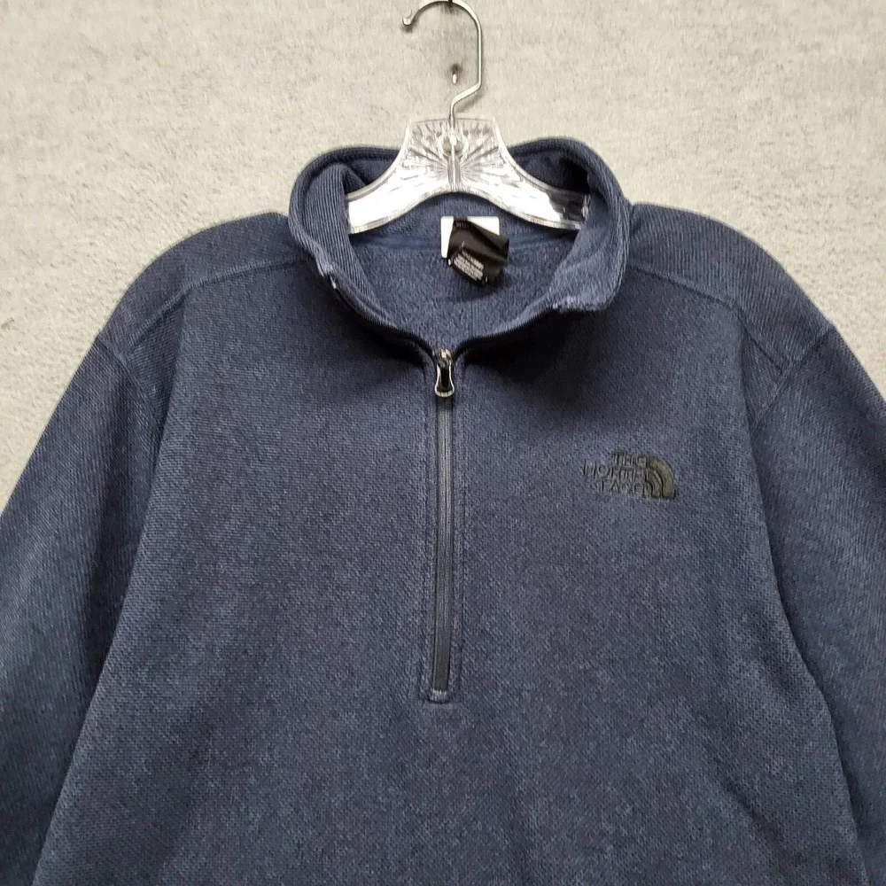 The North Face Men‎ Sweatshirt Large Blue Solid Logo 1/4 Zip Pullover